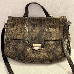 Beautiful Lauren Merkin Black & Gold Alligator Embossed Purse